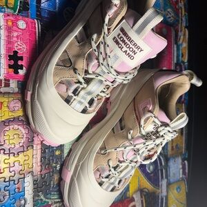 Burberry Pink and Cream Sneakers